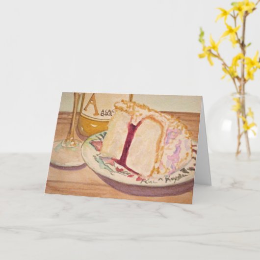 Verjaardagstaart en wijn kaart (Gele Bloem)