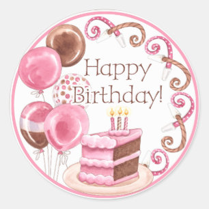 Verjaardagstaart Envelope Seal Ronde Sticker