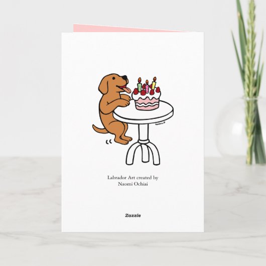 Verjaardagstaart Fox Red Labrador Cartoon Plain Kaart (Achterkant)