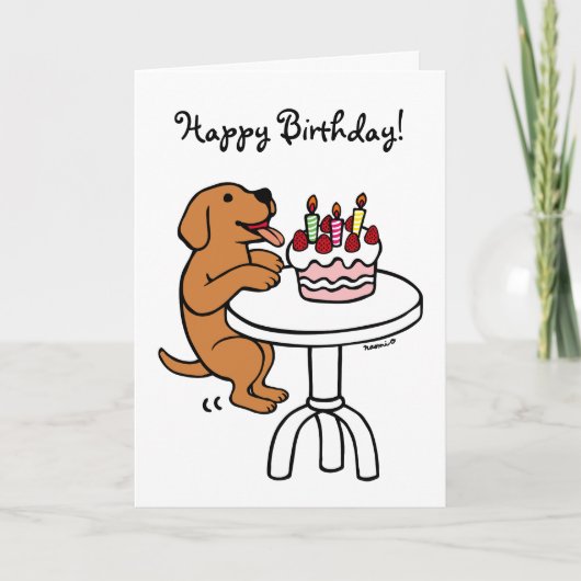 Verjaardagstaart Fox Red Labrador Cartoon Plain Kaart (Voorkant)