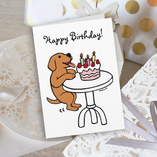 Verjaardagstaart Fox Red Labrador Cartoon Plain Kaart