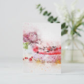 Verjaardagstaart Fruit Dessert Waterverf Abstract Briefkaart (Staand voorkant)