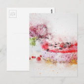 Verjaardagstaart Fruit Dessert Waterverf Abstract Briefkaart (Voorkant / Achterkant)