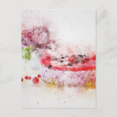 Verjaardagstaart Fruit Dessert Waterverf Abstract Briefkaart (Voorkant)