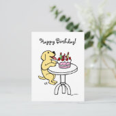Verjaardagstaart Geel Labrador Cartoon Briefkaart (Staand voorkant)
