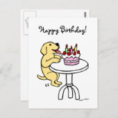 Verjaardagstaart Geel Labrador Cartoon Briefkaart (Voorkant / Achterkant)