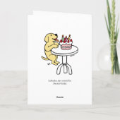 Verjaardagstaart Geel Labrador Cartoon Kaart (Achterkant)