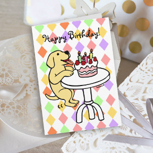 Verjaardagstaart Geel Labrador Cartoon Kaart