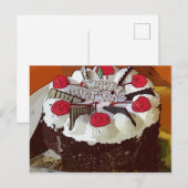 Verjaardagstaart Gefeliciteerd met rode kers Briefkaart (Voorkant / Achterkant)