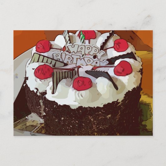 Verjaardagstaart Gefeliciteerd met rode kers Briefkaart (Voorkant)