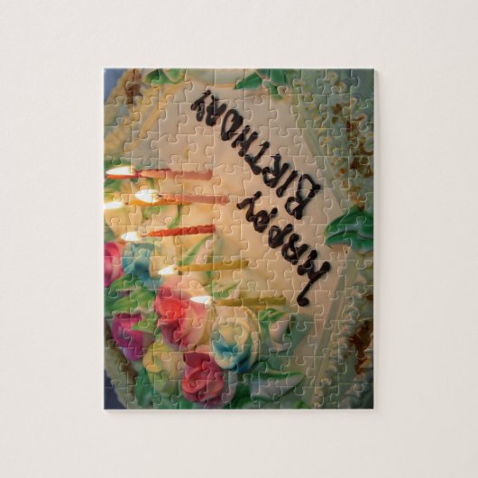 verjaardagstaart geschenk puzzel legpuzzel (Verticaal)