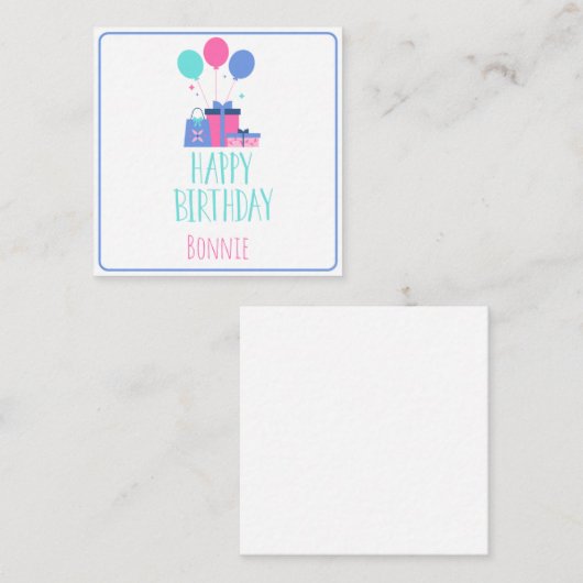 Verjaardagstaart Gift Enclosure Kaart – gepersonal (Voorkant / Achterkant)