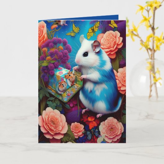 Verjaardagstaart Hamster Zo Schattig Grappig Kaart (Gele Bloem)