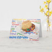 verjaardagstaart humor kaart (Gele Bloem)