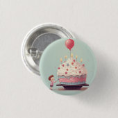 Verjaardagstaart, ijs, verjaardag ronde button 3,2 cm (Voorkant /achterkant)