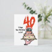 Verjaardagstaart in brand met 40 kaarsjes briefkaart (Staand voorkant)