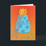 Verjaardagstaart in brand Oude grap voor broer Kaart<br><div class="desc">Een oude grap voor de verjaardag van je broer! Een taart in brand met een brandweerladder aan de kant. Een geweldige manier om te lachen op kosten van je broer. Dit originele ontwerp is © Penny Cork.</div>
