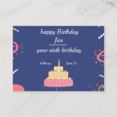 verjaardagstaart informatiekaartje (Voorkant)