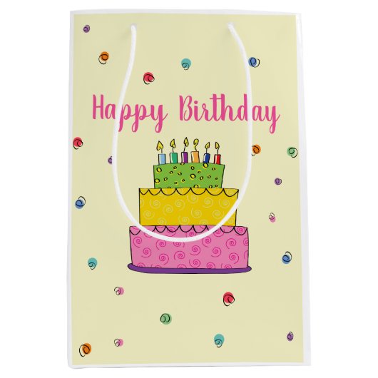 Verjaardagstaart Kaars Whimsical Medium Cadeauzakje (Voorkant)