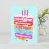 Verjaardagstaart & kaarsenfeest uitnodiging (Staand voorkant)