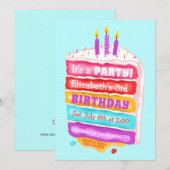 Verjaardagstaart & kaarsenfeest uitnodiging (Voorkant / Achterkant)