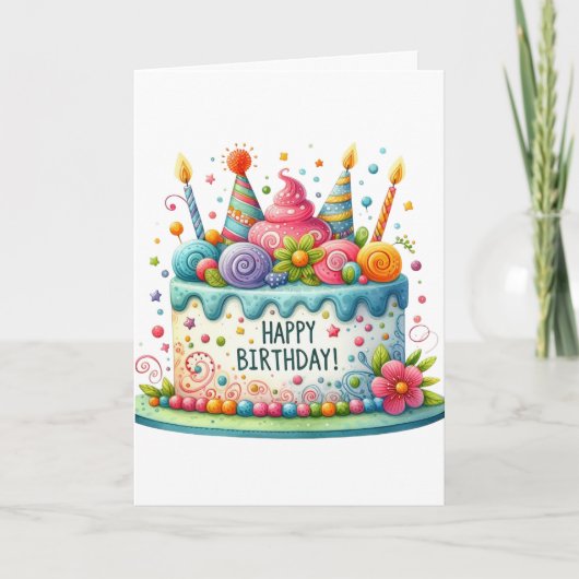 Verjaardagstaart  kaart (Voorkant)