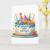 Verjaardagstaart  kaart (Gele Bloem)