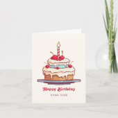 Verjaardagstaart kers kaart (Voorkant)