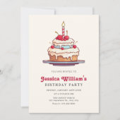 Verjaardagstaart kers kaart (Voorkant)