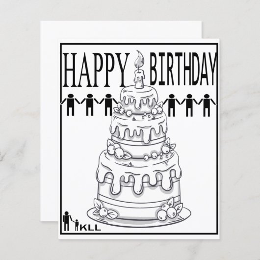 Verjaardagstaart kleurplaten (Voorkant / Achterkant)