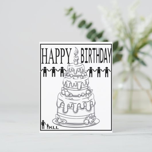 Verjaardagstaart kleurplaten (Staand voorkant)