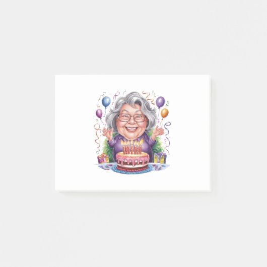 Verjaardagstaart Kunst Opgewonden Oude Dame Post-it® Notes (Voorkant)