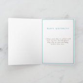 Verjaardagstaart Licht Blauw Perzik Goud Filigraan Kaart (Binnen)