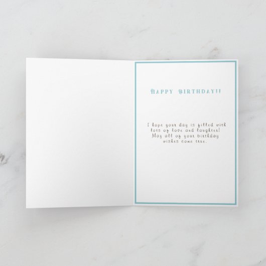 Verjaardagstaart Licht Blauw Perzik Goud Filigraan Kaart (Binnen)