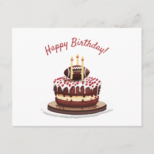 Verjaardagstaart met Amerikaans Football Briefkaart (Voorkant)