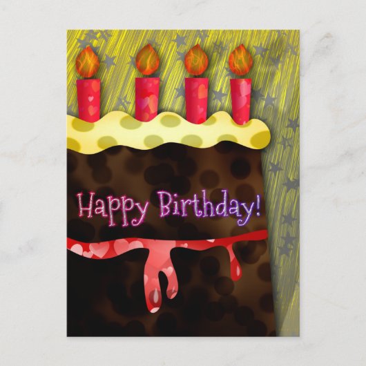 Verjaardagstaart met chocolade |  Ansichtkaart Briefkaart (Voorkant)