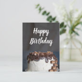 Verjaardagstaart met chocolade briefkaart (Staand voorkant)