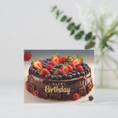 Verjaardagstaart met Chocolade Fruit Cake  Briefkaart (Staand voorkant)