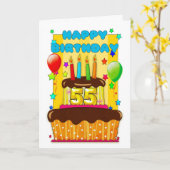 Verjaardagstaart met kaarsen - Happy 55th Birthday Kaart (Gele Bloem)