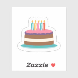 Verjaardagstaart met kaarsen | Kleurrijke taart Bd Sticker