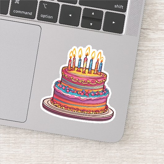 Verjaardagstaart met Kaarsen Waterdicht Sticker (Detail)