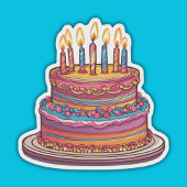 Verjaardagstaart met Kaarsen Waterdicht Sticker