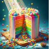 Verjaardagstaart met Regenboog Verrassing Kaart