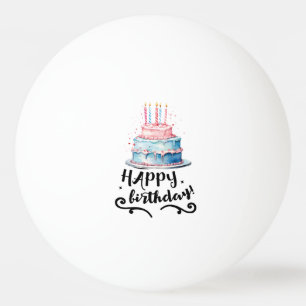 Verjaardagstaart met tekst Gefeliciteerd met je ve Pingpongbal