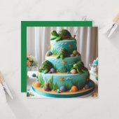 VERJAARDAGSTAART MET THEMA VAN HET CUTE LITTLE TUR KAART (Voorkant / Achterkant in situ)
