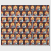 Verjaardagstaart met veel kaarsen cadeaupapier (Vlak)