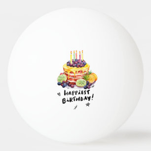 Verjaardagstaart met verjaardagstekst pingpongbal