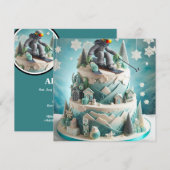 VERJAARDAGSTAART MET WINTERSKI-THEMA KAART (Voorkant / Achterkant)