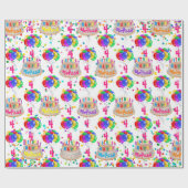 Verjaardagstaart NAAM Ballonnen Personaliseren AGE Cadeaupapier (Vlak)