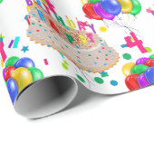 Verjaardagstaart NAAM Ballonnen Personaliseren AGE Cadeaupapier (Rol Hoek)